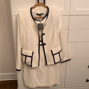 Ivory Nanatte Lepore designer lined dress and jacket suit